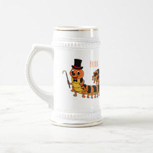Cute funny centipede cartoon illustration beer stein
