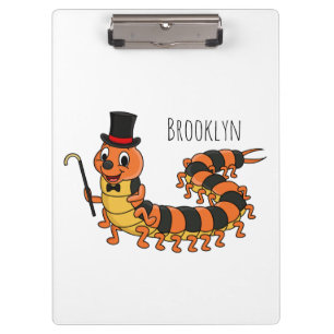 Cute funny centipede cartoon illustration clipboard