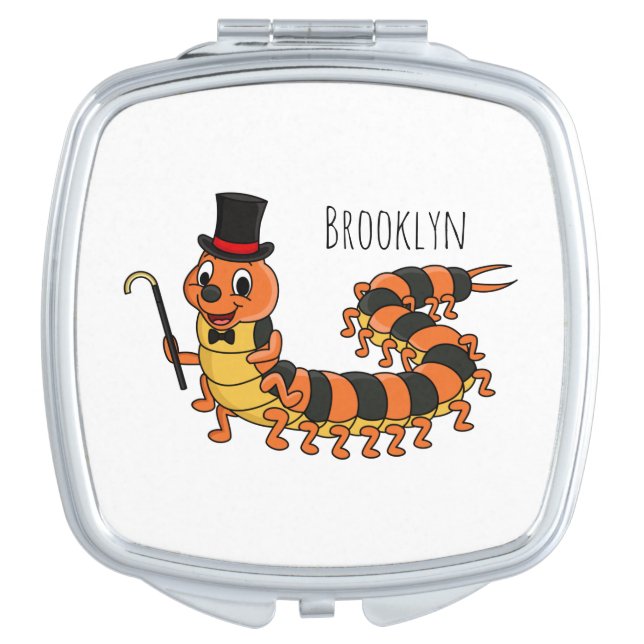 Cute funny centipede cartoon illustration  compact mirror (Front)