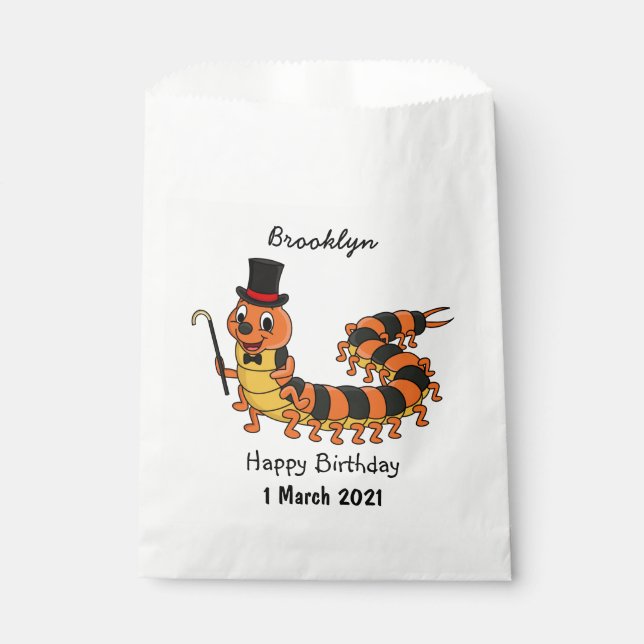 Cute funny centipede cartoon illustration favor bag (Front)