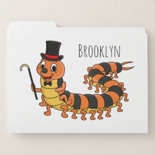 Cute funny centipede cartoon illustration  file folder