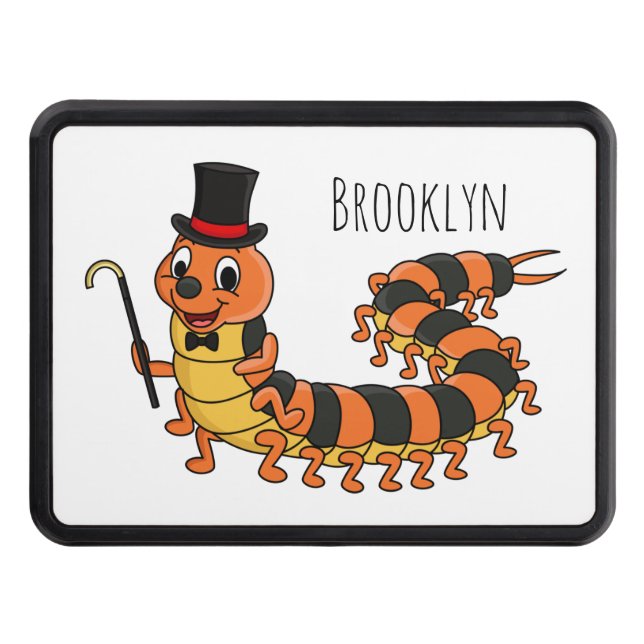 Cute funny centipede cartoon illustration hitch cover (Front)