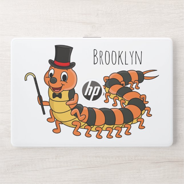 Cute funny centipede cartoon illustration HP laptop skin (Front)