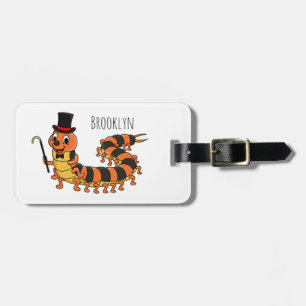 Cute funny centipede cartoon illustration luggage tag