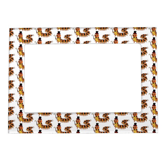 Cute funny centipede cartoon illustration magnetic frame (Front)
