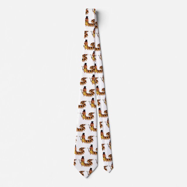 Cute funny centipede cartoon illustration neck tie (Front)
