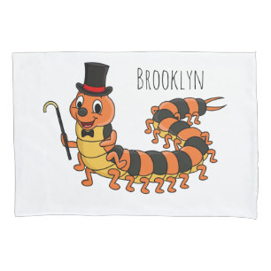 Cute funny centipede cartoon illustration pillow case