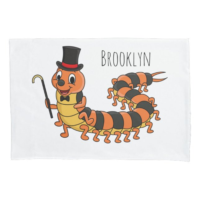 Cute funny centipede cartoon illustration pillow case (Front)