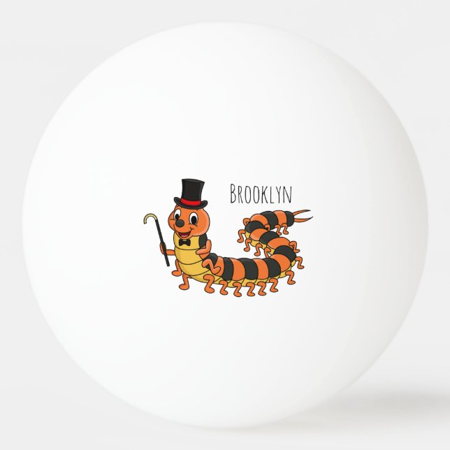 Cute funny centipede cartoon illustration ping pong ball (Front)