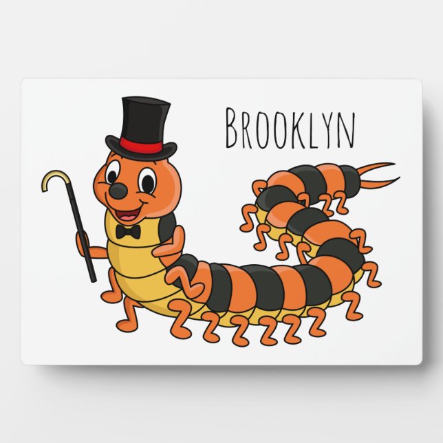 Cute funny centipede cartoon illustration plaque (Front)