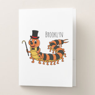 Cute funny centipede cartoon illustration pocket folder