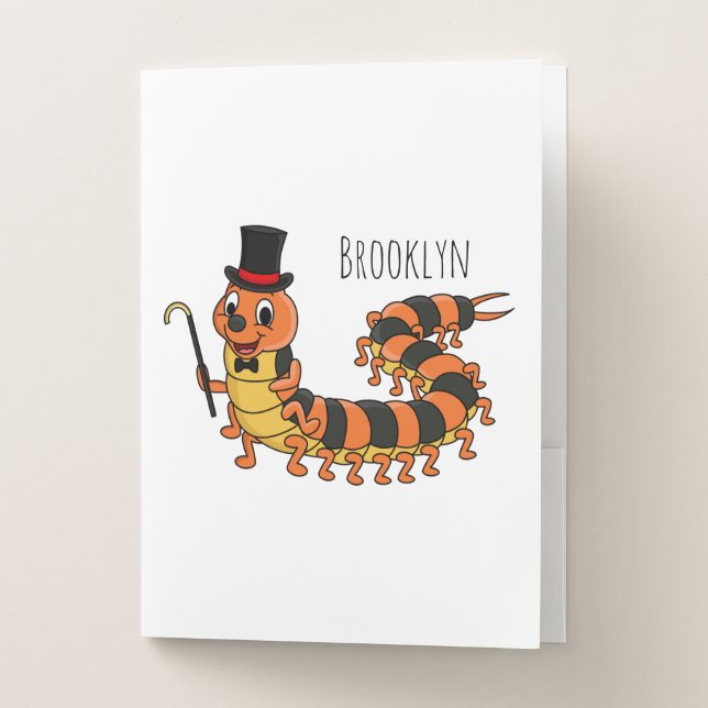 Cute funny centipede cartoon illustration  pocket folder (Front)