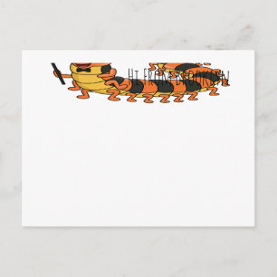 Cute funny centipede cartoon illustration  postcard