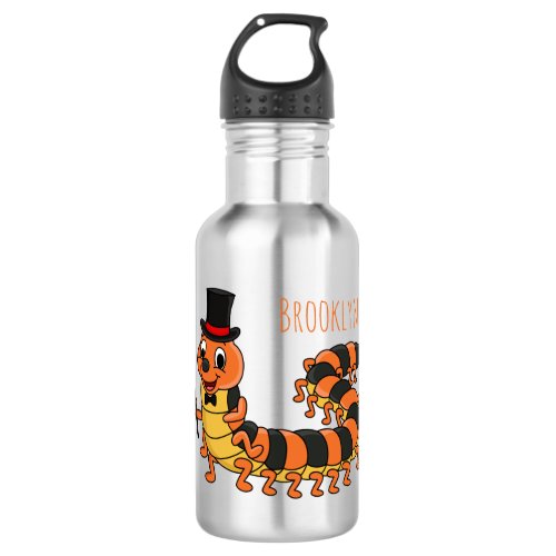 Cute funny centipede cartoon illustration  stainless steel water bottle