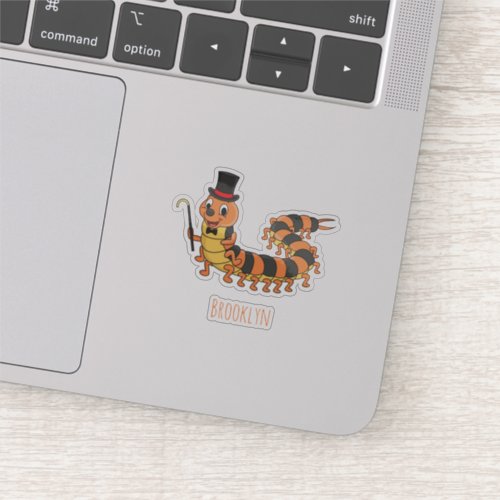 Cute funny centipede cartoon illustration sticker