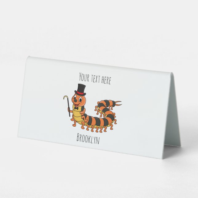 Cute funny centipede cartoon illustration  table tent (Front)