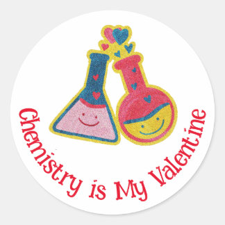 Cute Funny Chemist Valentine's Day Chemistry Class Classic Round Sticker