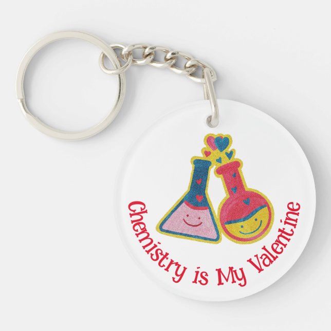 Cute Funny Chemist Valentine's Day Chemistry Keych Keychain (Front)