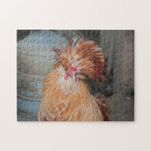 Cute Funny Chicken Rooster Feather Head Jigsaw Puzzle (Horizontal)