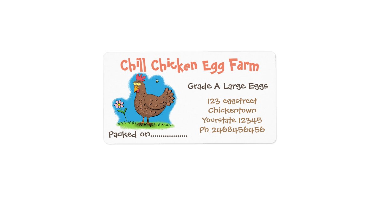 Cute funny chicken rustic cartoon egg carton label | Zazzle