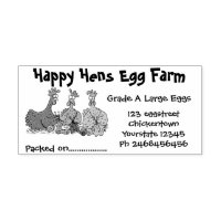 Cute funny chickens cartoon egg carton label rubber stamp