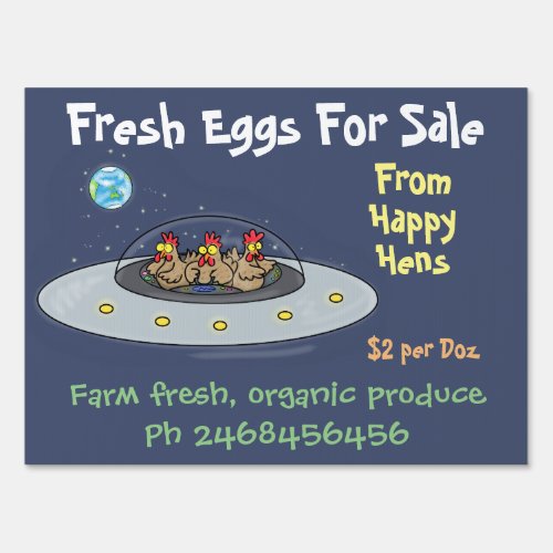 Cute funny chickens cartoon eggs for sale sign