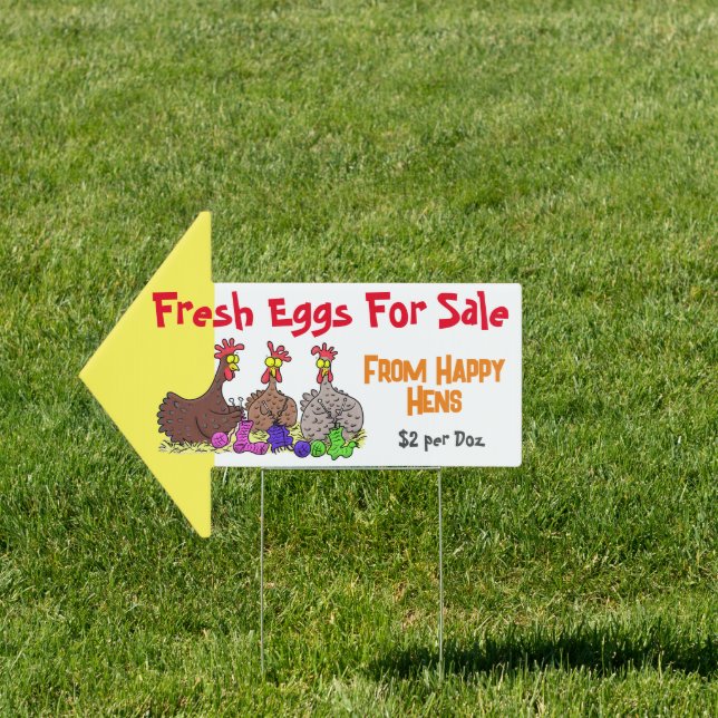 Cute funny chickens cartoon eggs for sale sign (Insitu)
