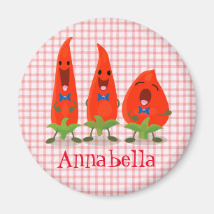 Cute funny chili hot pepper trio cartoon magnet