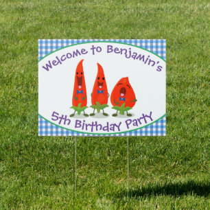 Cute funny chilli hot pepper trio cartoon sign