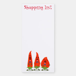 Cute funny chilli hot peppers trio cartoon magnetic notepad