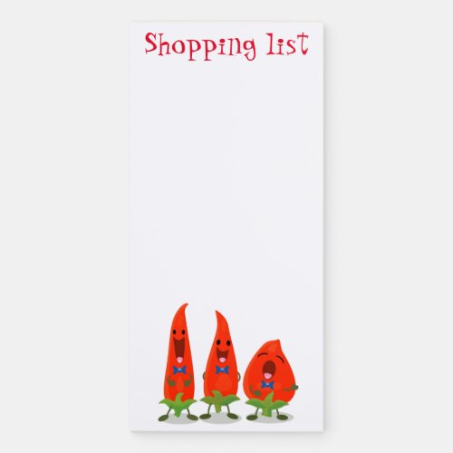 Cute funny chilli hot peppers trio cartoon magnetic notepad