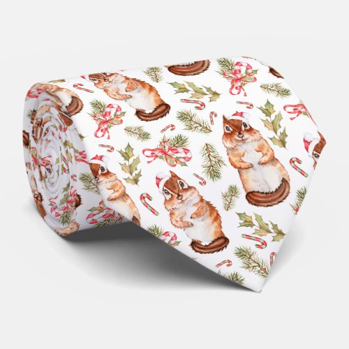 Cute Funny Chipmunk Christmas Neck Tie