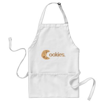 Cute Funny Chocolate Chip Cookie "cookies" Text Adult Apron by judgeart at Zazzle