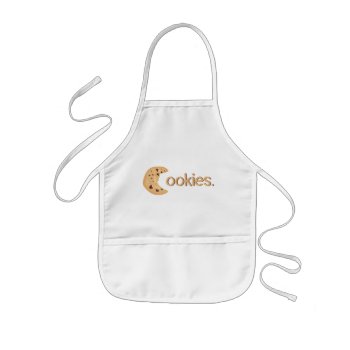 Cute Funny Chocolate Chip Cookie "cookies" Text Kids' Apron by judgeart at Zazzle