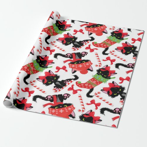 Cute Funny Christmas Angry Cat Wrapping Paper
