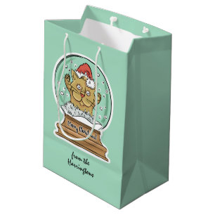 Cute Funny Christmas Cat custom text gift bag