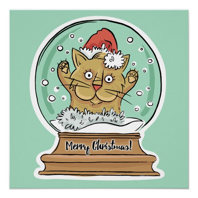 Cute Funny Christmas Cat poster (Front)