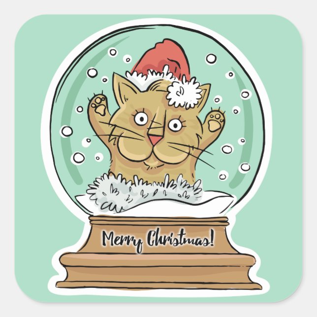 Cute Funny Christmas Cat stickers (Front)