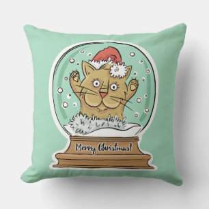 Cute Funny Christmas Cat throw pillows