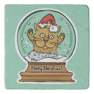 Cute Funny Christmas Cat trivets