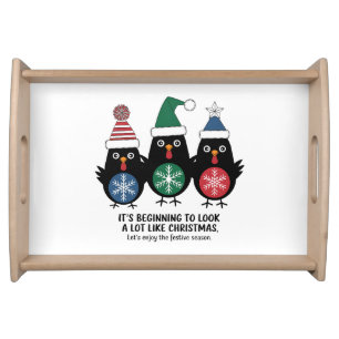 Cute Funny Christmas Chicks Quote  Serving Tray