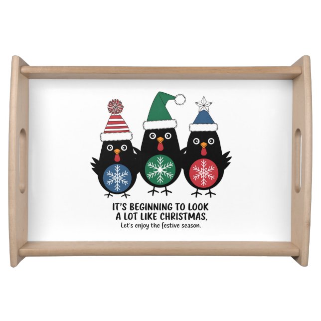 Cute Funny Christmas Chicks Quote  Serving Tray (Front)