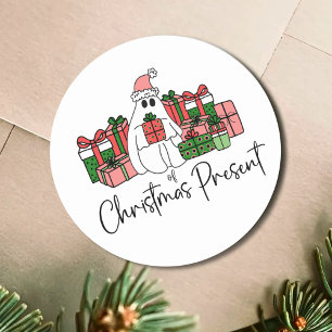 Cute Funny Christmas Classic Round Sticker