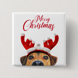 Cute Funny Christmas Dog Reindeer Antler Headband Button