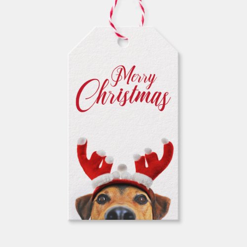 Cute Funny Christmas Dog Reindeer Antler Headband Gift Tags