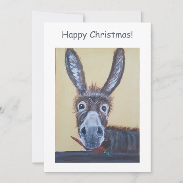 Cute Funny Christmas Donkey Holiday Card (Front)