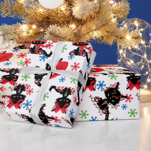 Cute Funny Christmas Grumpy Cat Wrapping Paper (Holidays)