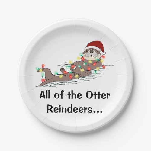 Cute Funny Christmas Lights Otter Reindeers   Paper Plates