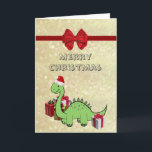 Cute funny  Christmas Santa dinosaur Holiday Card<br><div class="desc">Cute funny  Christmas Santa dinosaur chalkboard design</div>