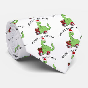 Cute funny Christmas Santa dinosaur Neck Tie